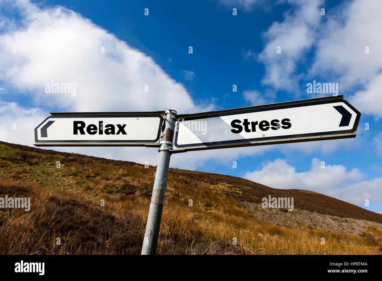 Entspannen Sie sich Stress Zeichen Konzept Rest erholen vom Stress-Belastungen des täglichen Druck Arbeitsdruck Stockfoto