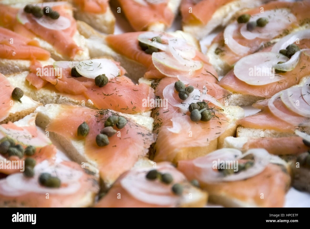 Lachsbroetchen - Lachs sandwiches Stockfoto