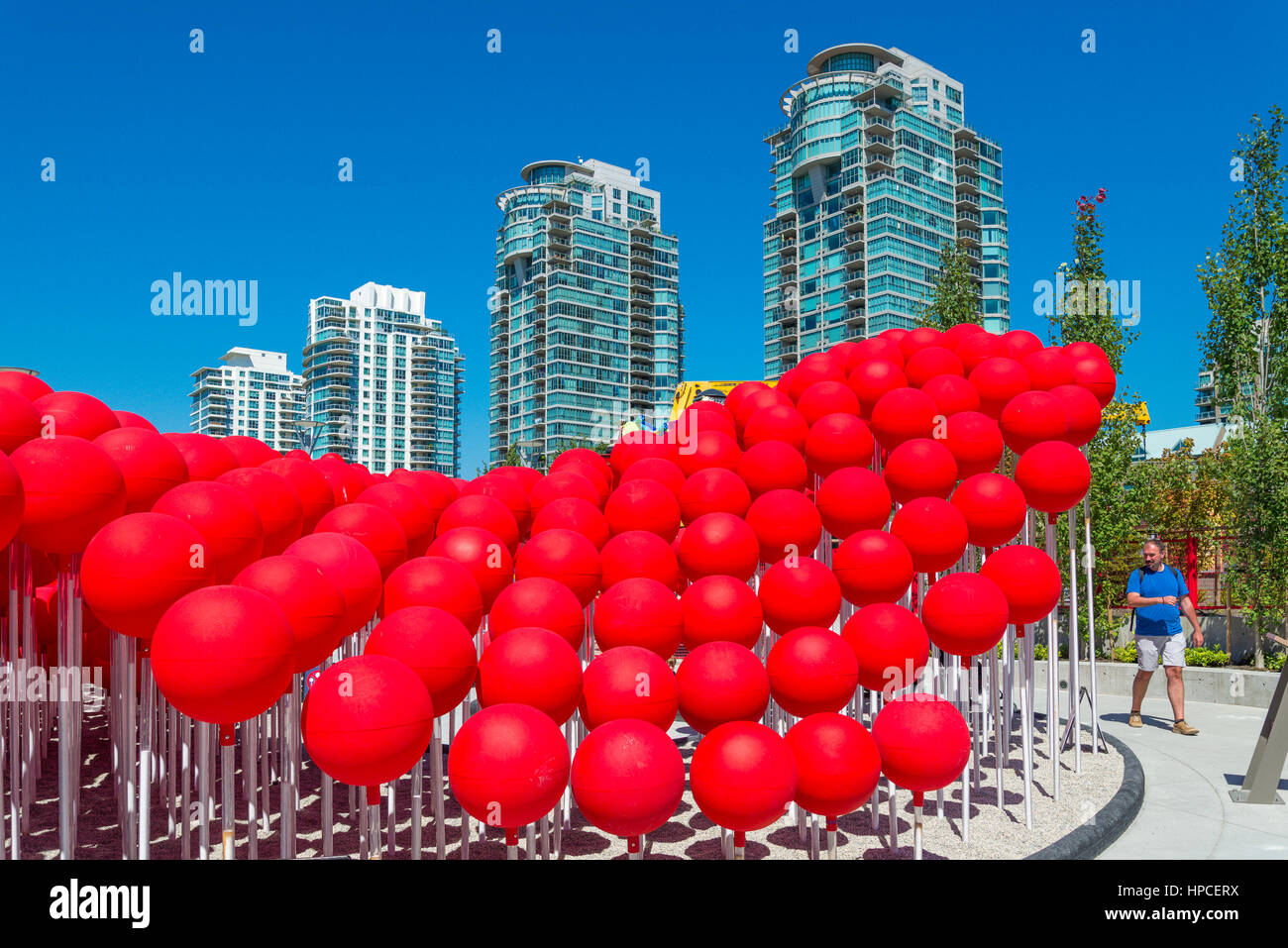 Urbane Dichte Skulptur, Telus World of Science, Vancouver, Britisch-Kolumbien, Kanada Stockfoto