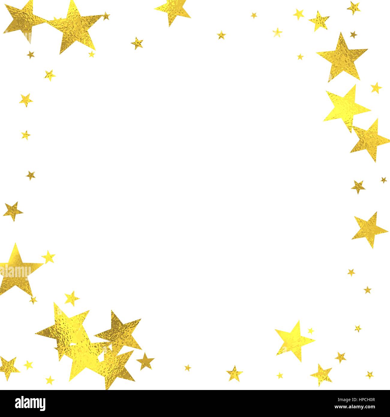 Glitzernde Goldrahmen mit Folie Sterne isolierten auf weißen Hintergrund, Vektor-Design-Elemente Stock Vektor