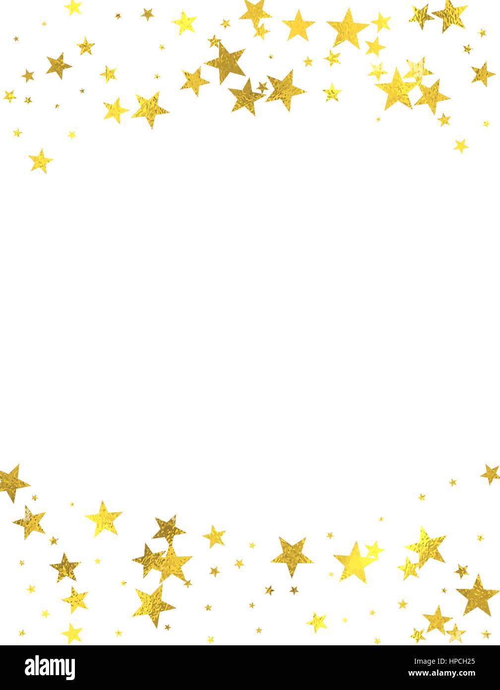 Glitzernde Goldrahmen mit Folie Sterne isolierten auf weißen Hintergrund, Vektor-Design-Elemente Stock Vektor