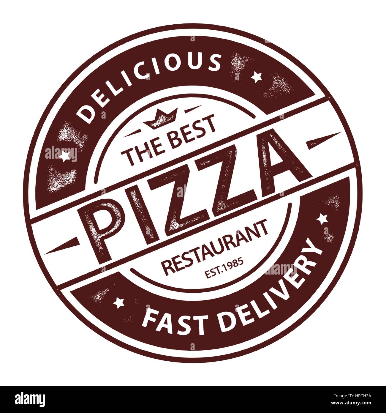 Vintage Vektor-Pizza-Logo, Label Stempel isoliert auf weißem Hintergrund Stock Vektor