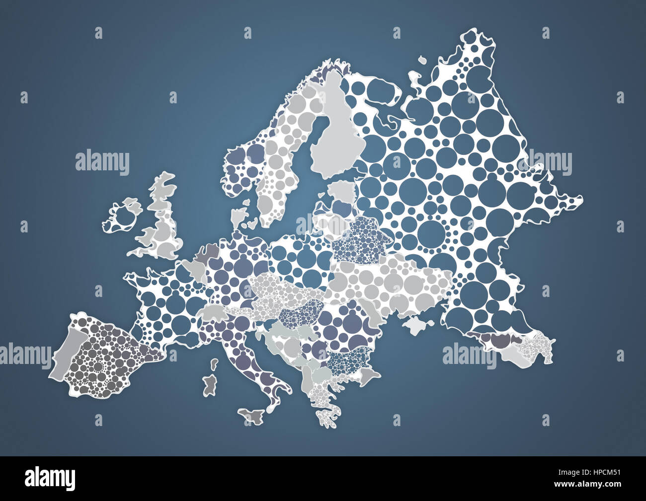 Farbe Landkarte von Europa in grau Stockfoto