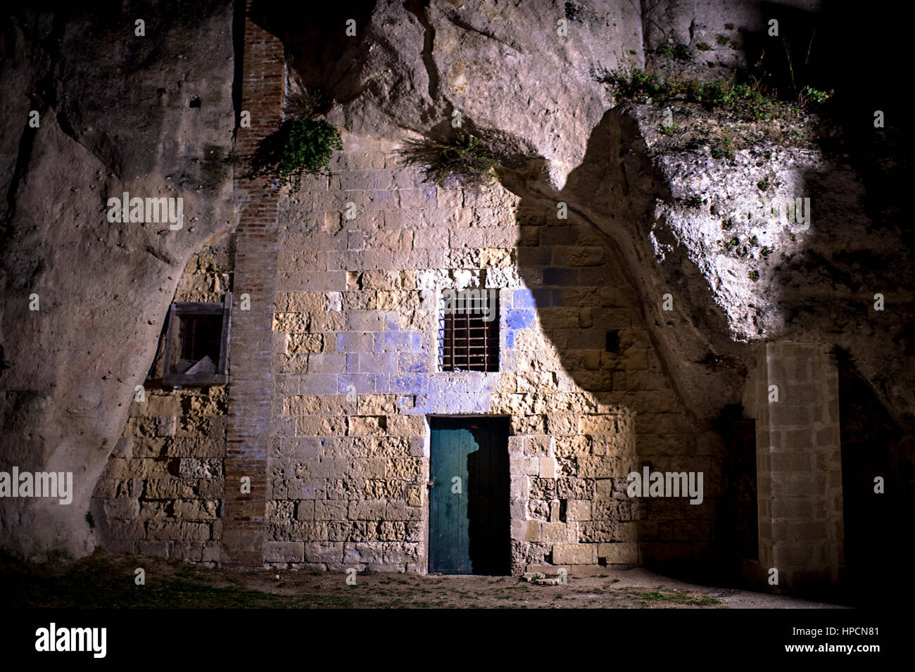 Italien, Basilikata, Matera bei Nacht Stockfoto