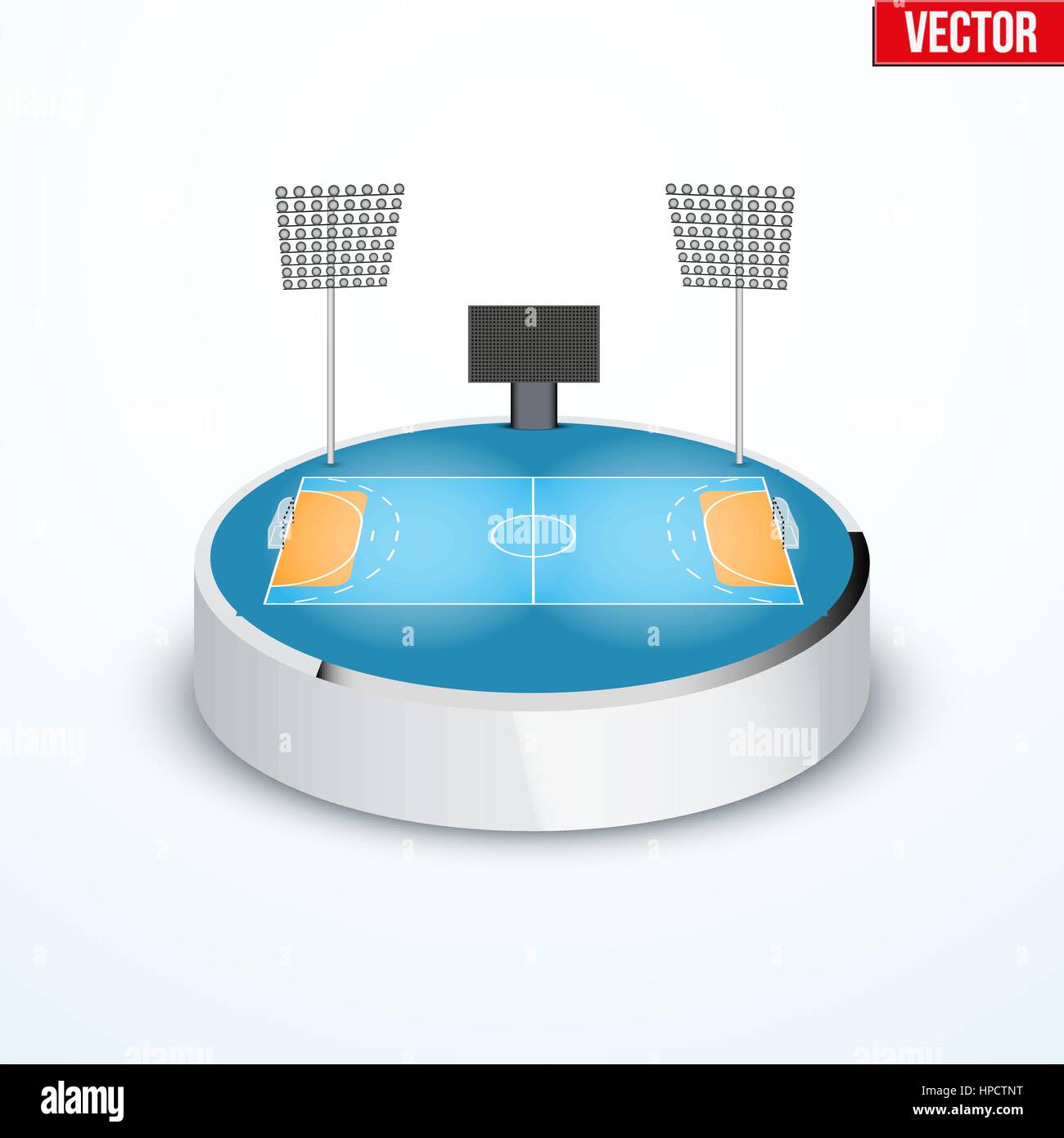 Konzept der Miniatur Runde Tischplatte Handball arena Stock Vektor