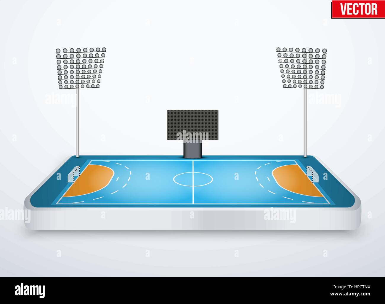 Konzept der Miniatur Tabletop Handball arena Stock Vektor