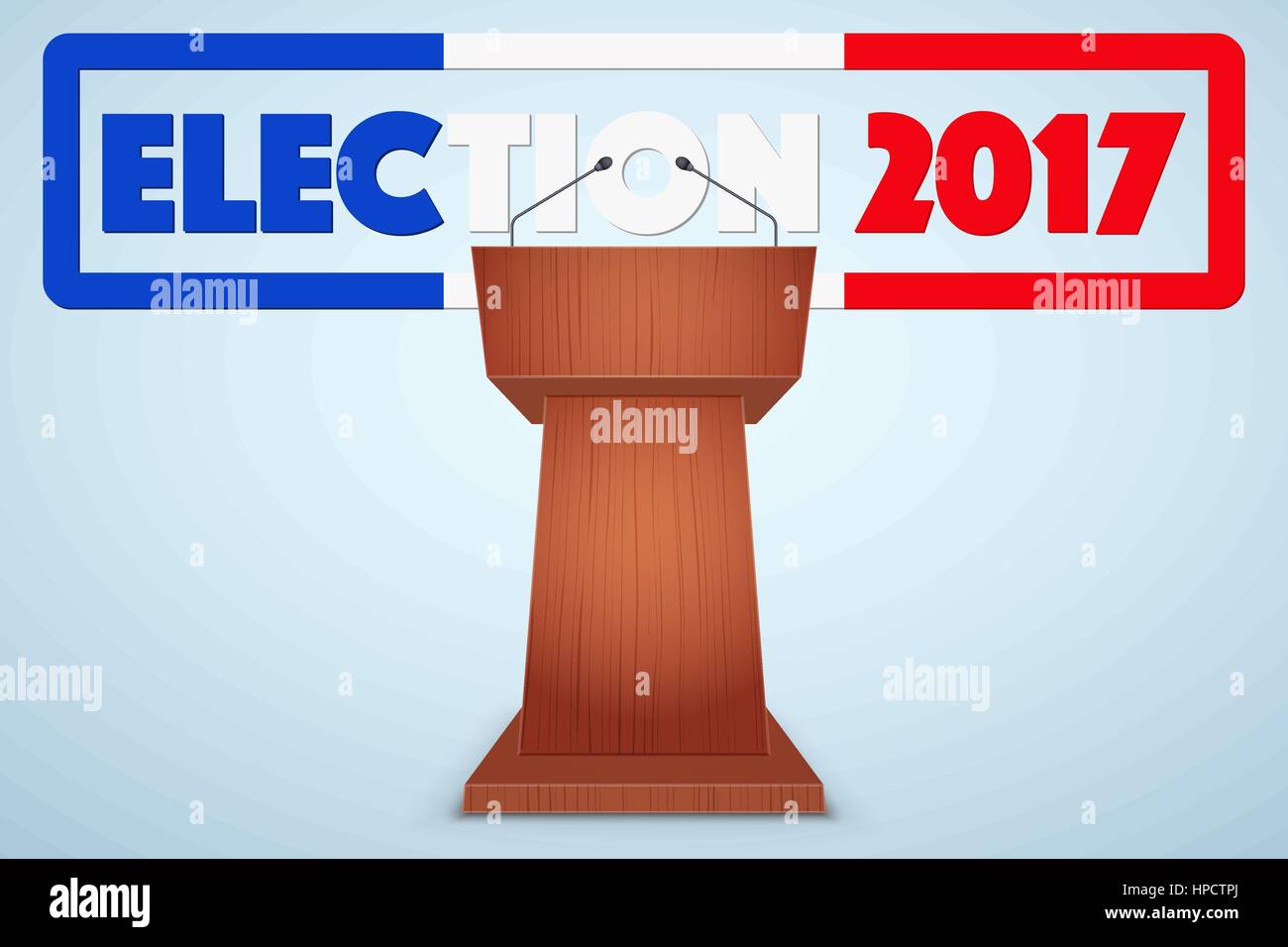 Podium Tribüne mit französischen Wahl Symbol Stock Vektor