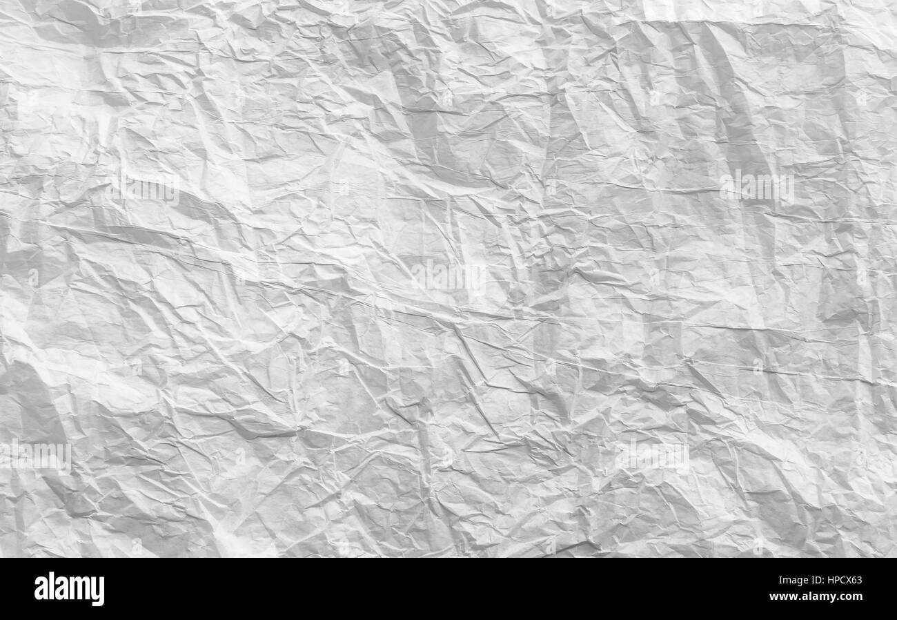 Hintergrund weiß zerknittertes Papierhintergrund zerknittert Weißbuch Stockfoto