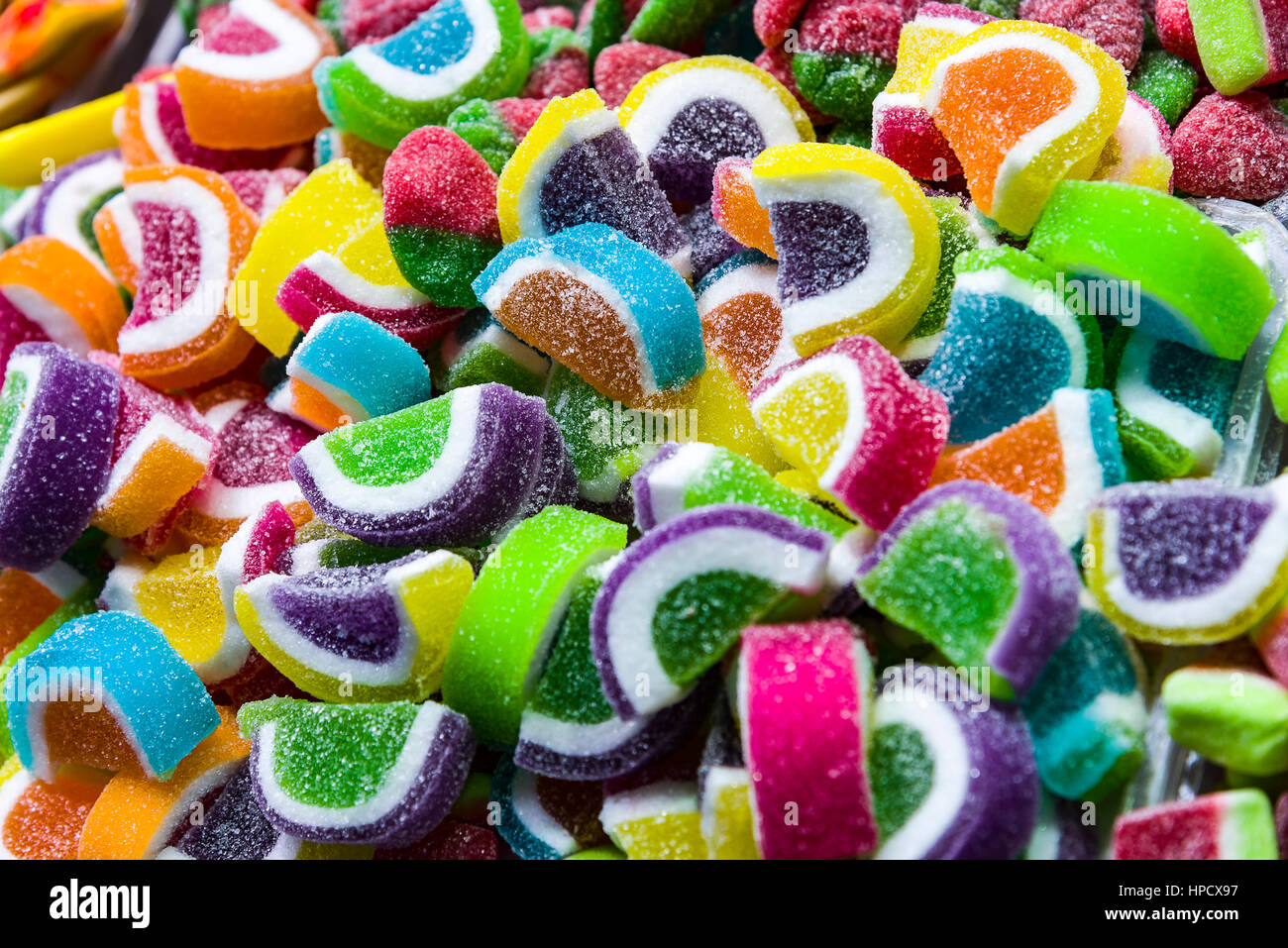 bunte Jelly Süßigkeiten und bunte Jelly Gelee Bonbons Stockfoto