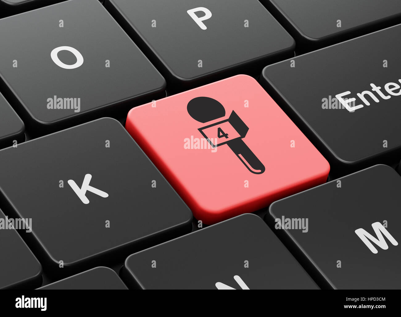 Aktuelles Konzept: Computer-Tastatur mit Mikrofon-Symbol eingeben  Schaltflächenhintergrund, 3D-Rendering Stockfotografie - Alamy