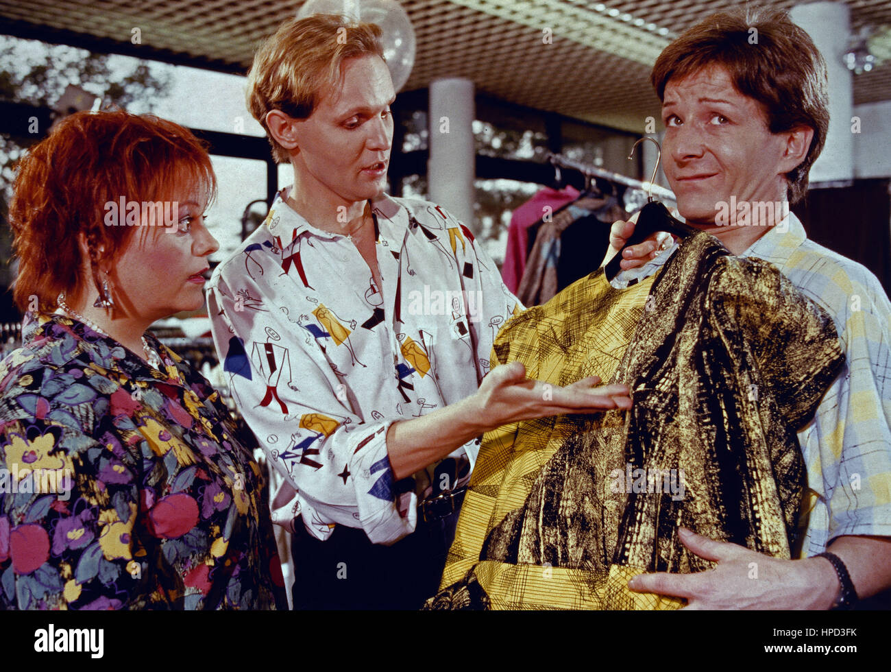 Programm 'Frau'n, Frau'n, Frau'n' Mit Den Travestiekünstlern Georg Preuße (Mitte) Und Reiner Kohler, Links: Billie Zöckler, Deutschland 1985. Stockfoto