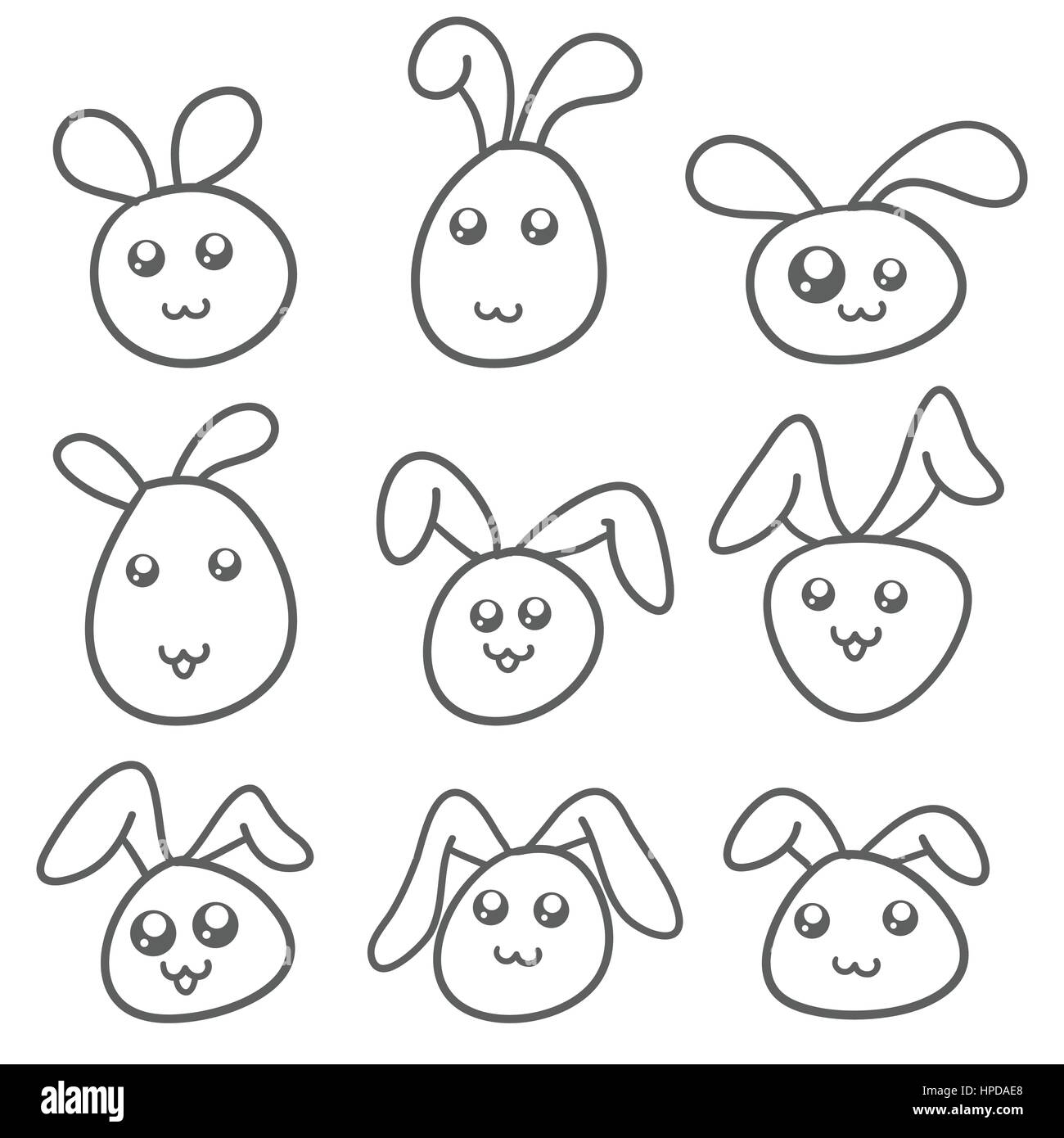 Satz von Hase Hand zeichnen Vektorgrafiken Stock-Vektorgrafik - Alamy