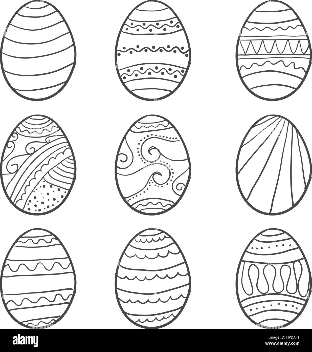 Hand zu zeichnen Osterei Doodle Set Vektorgrafiken Stock-Vektorgrafik