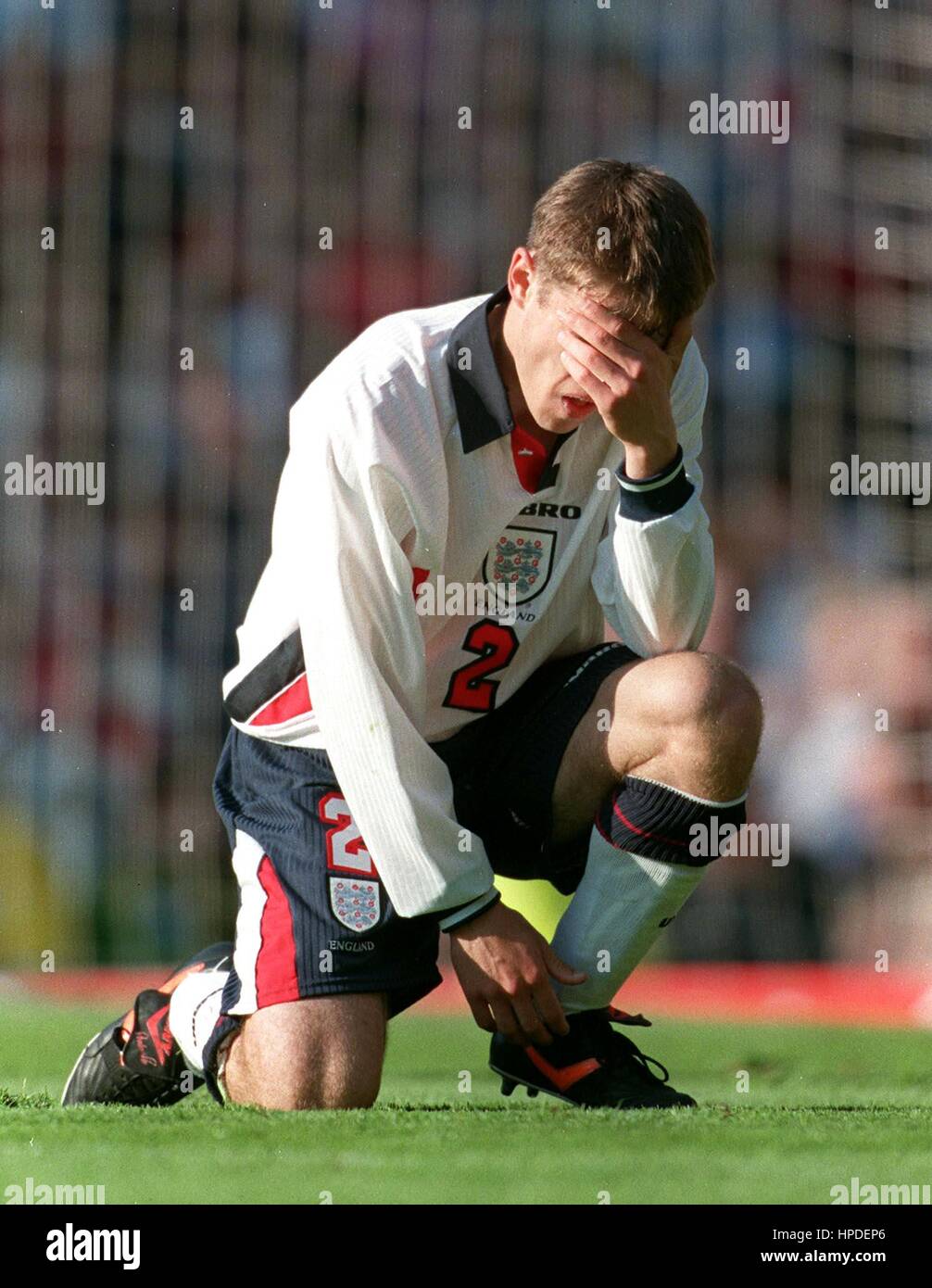PHILIP NEVILLE ENGLAND & MANCHESTER UNITED 12. Juni 1997 Stockfoto
