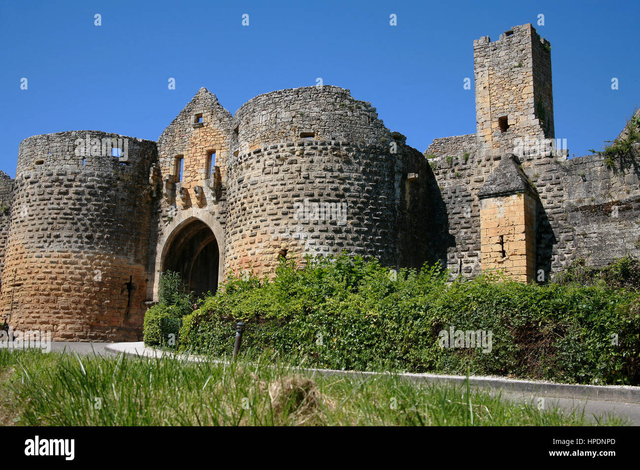 Bastide Castle Domme Dordogne France Stockfotos & Bastide Castle Domme