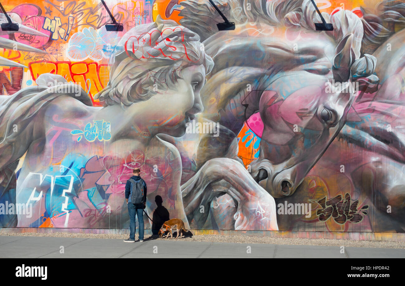 Die Februar 2017 Wandbild an Bowery und Houston in New York City Stockfoto