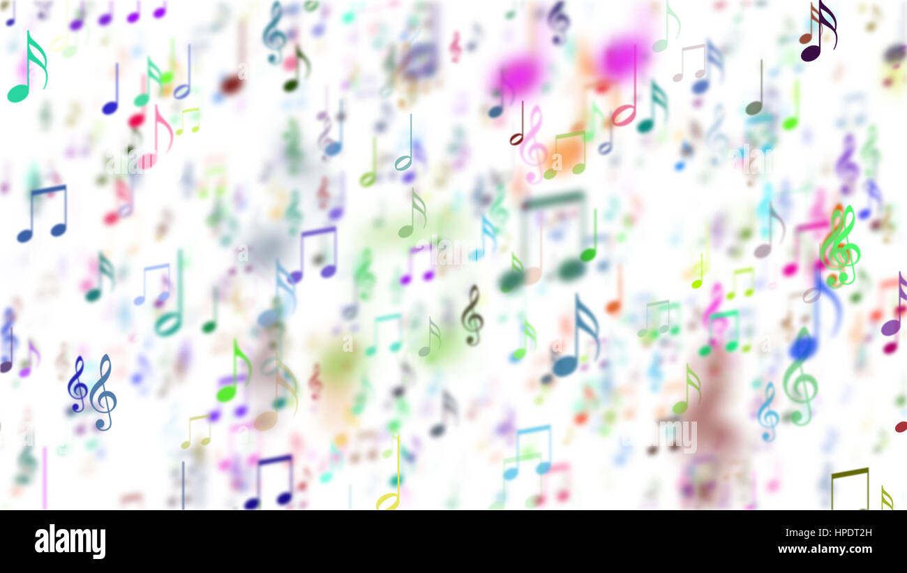 Zusammenfassung Hintergrund mit bunten Noten. Stockfoto