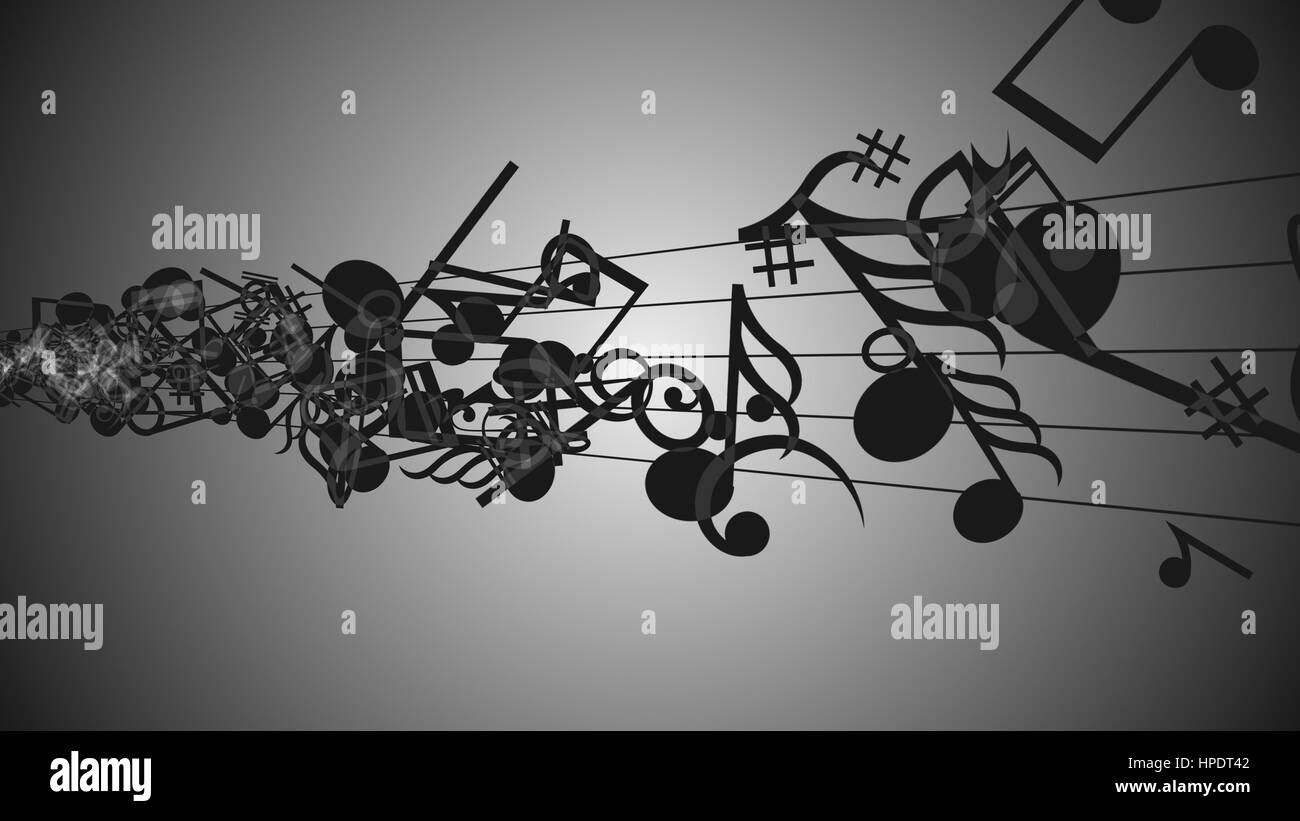 Zusammenfassung Hintergrund mit bunten Noten. Stockfoto