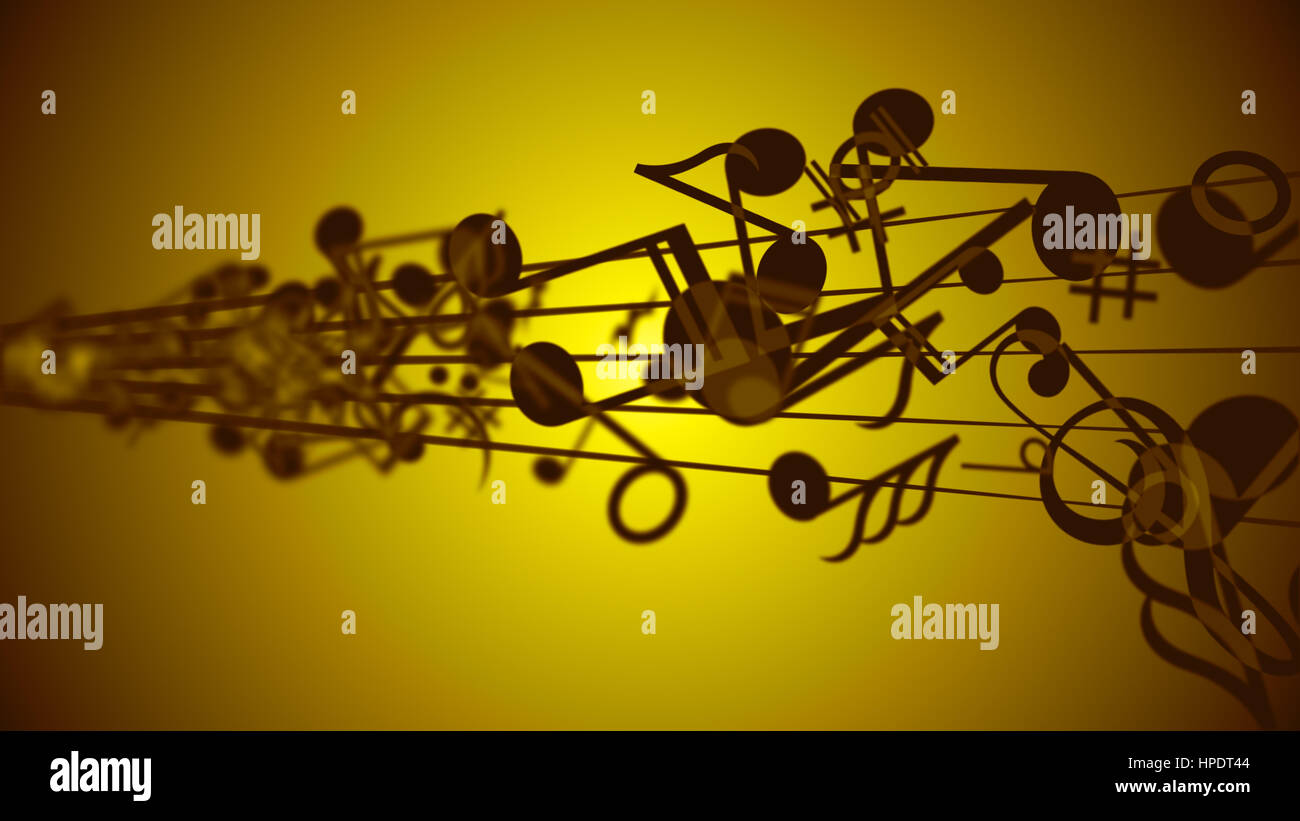 Zusammenfassung Hintergrund mit bunten Noten. Stockfoto