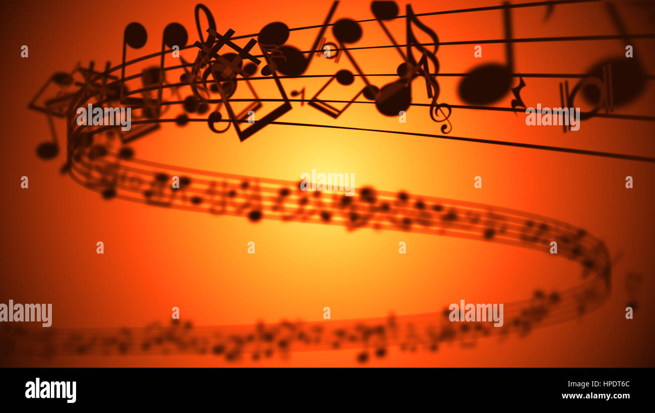 Zusammenfassung Hintergrund mit bunten Noten. Stockfoto