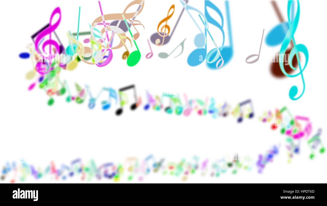 Zusammenfassung Hintergrund mit bunten Noten. Stockfoto