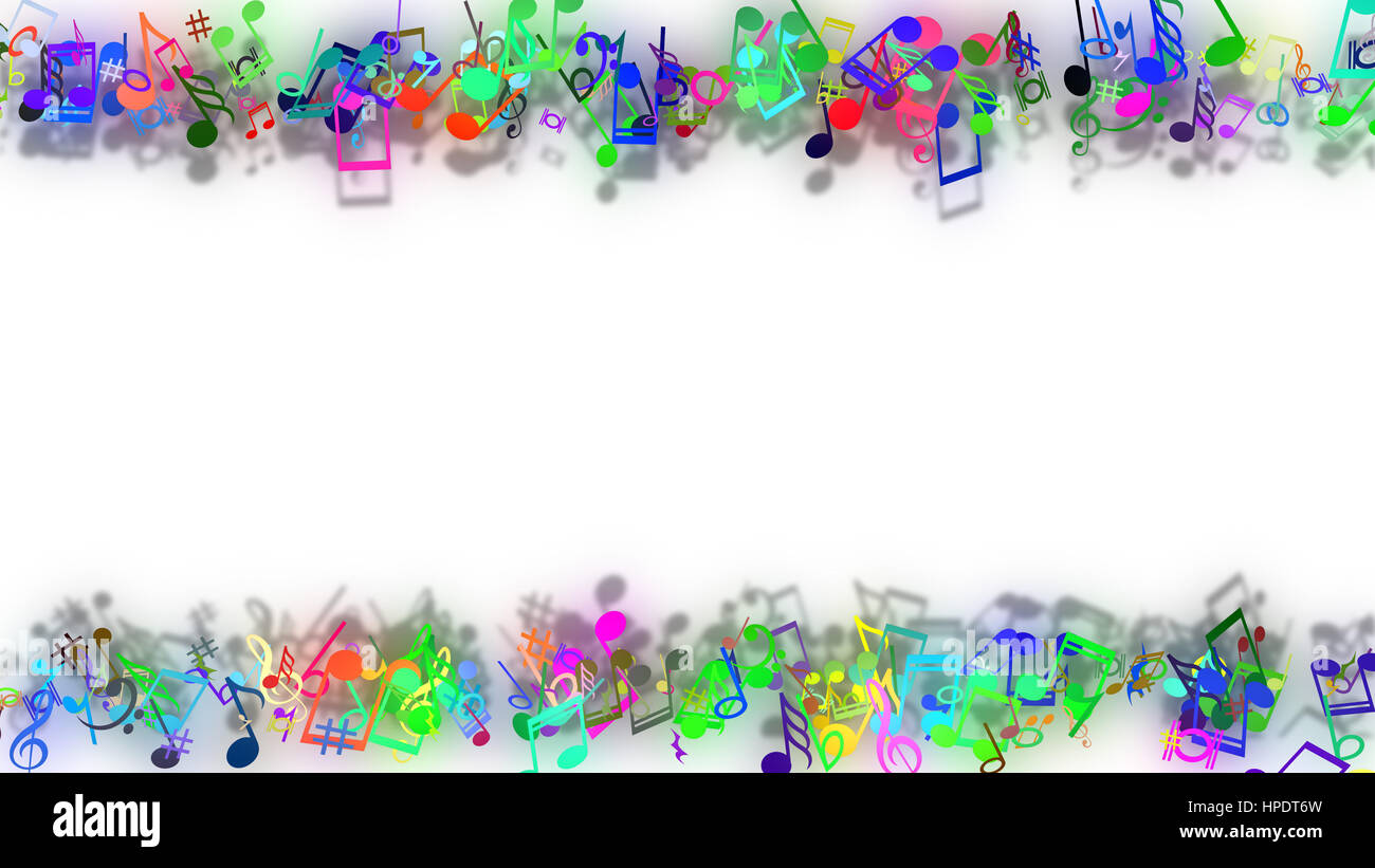 Zusammenfassung Hintergrund mit bunten Noten. Stockfoto