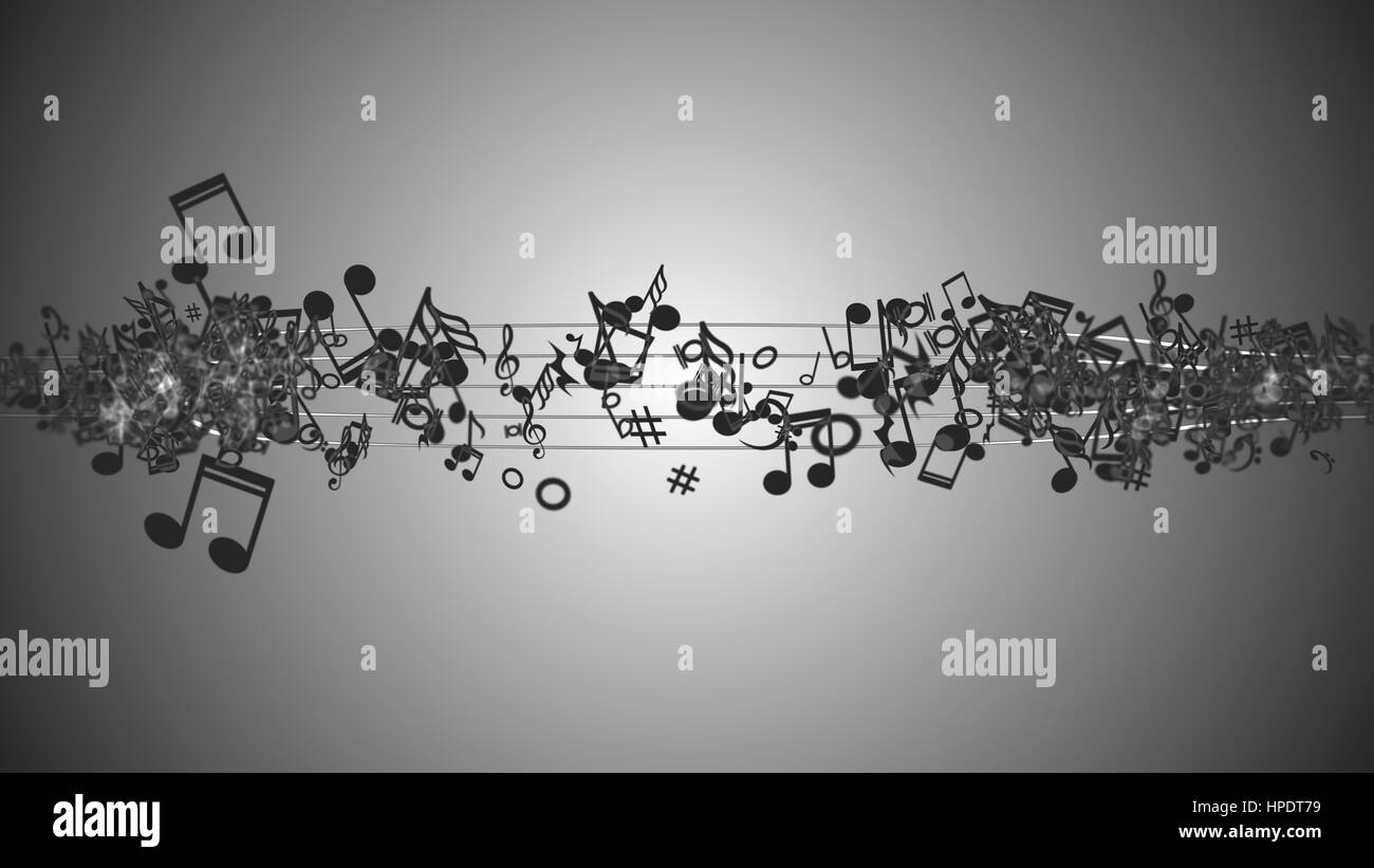 Zusammenfassung Hintergrund mit bunten Noten. Stockfoto