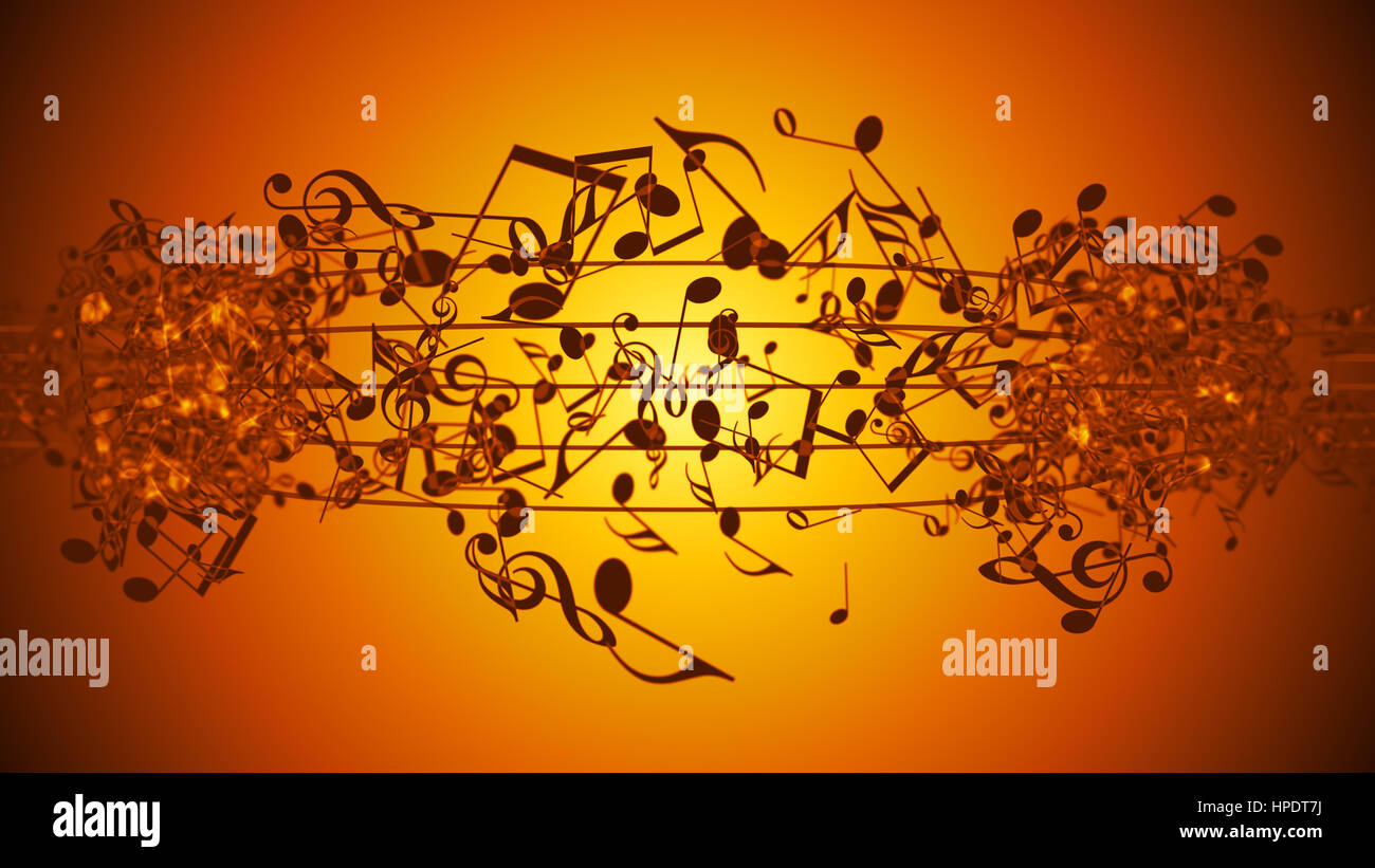 Zusammenfassung Hintergrund mit bunten Noten. Stockfoto