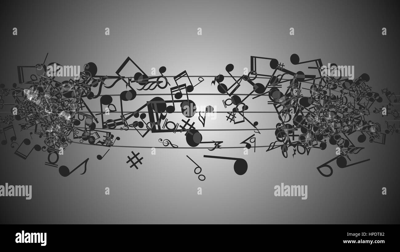 Zusammenfassung Hintergrund mit bunten Noten. Stockfoto