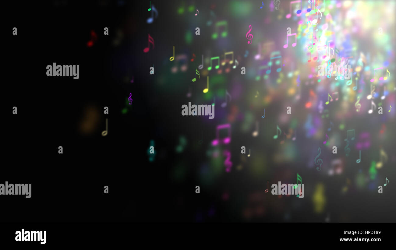 Zusammenfassung Hintergrund mit bunten Noten. Stockfoto