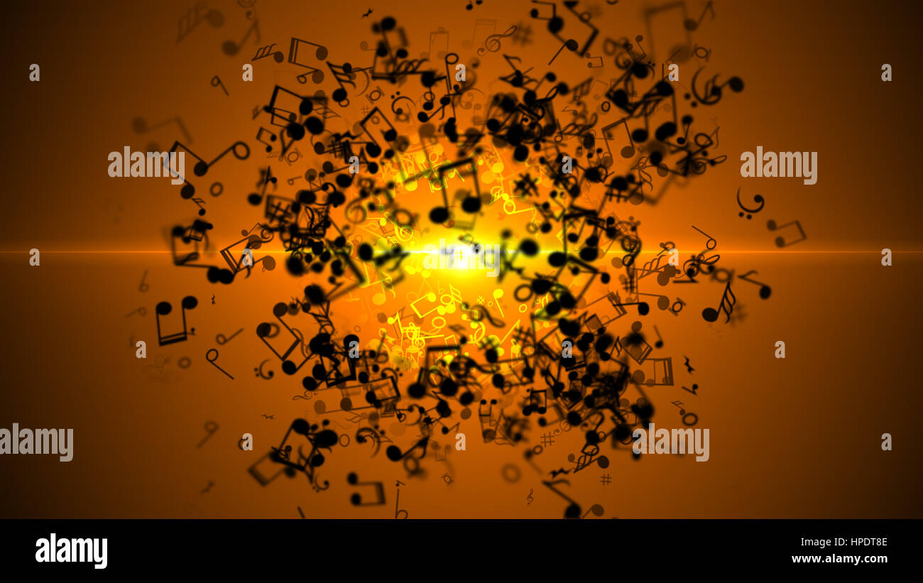 Zusammenfassung Hintergrund mit bunten Noten. Stockfoto