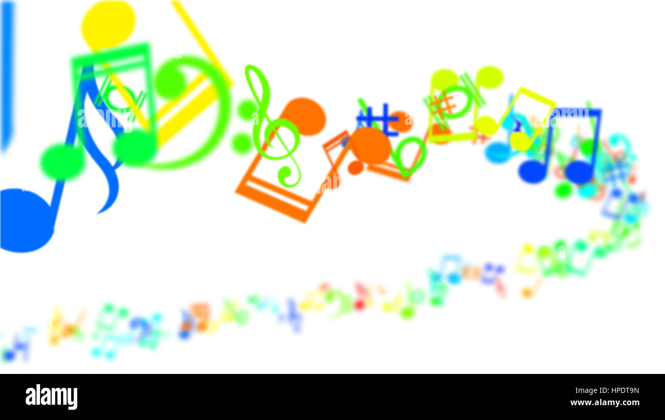 Zusammenfassung Hintergrund mit bunten Noten. Stockfoto