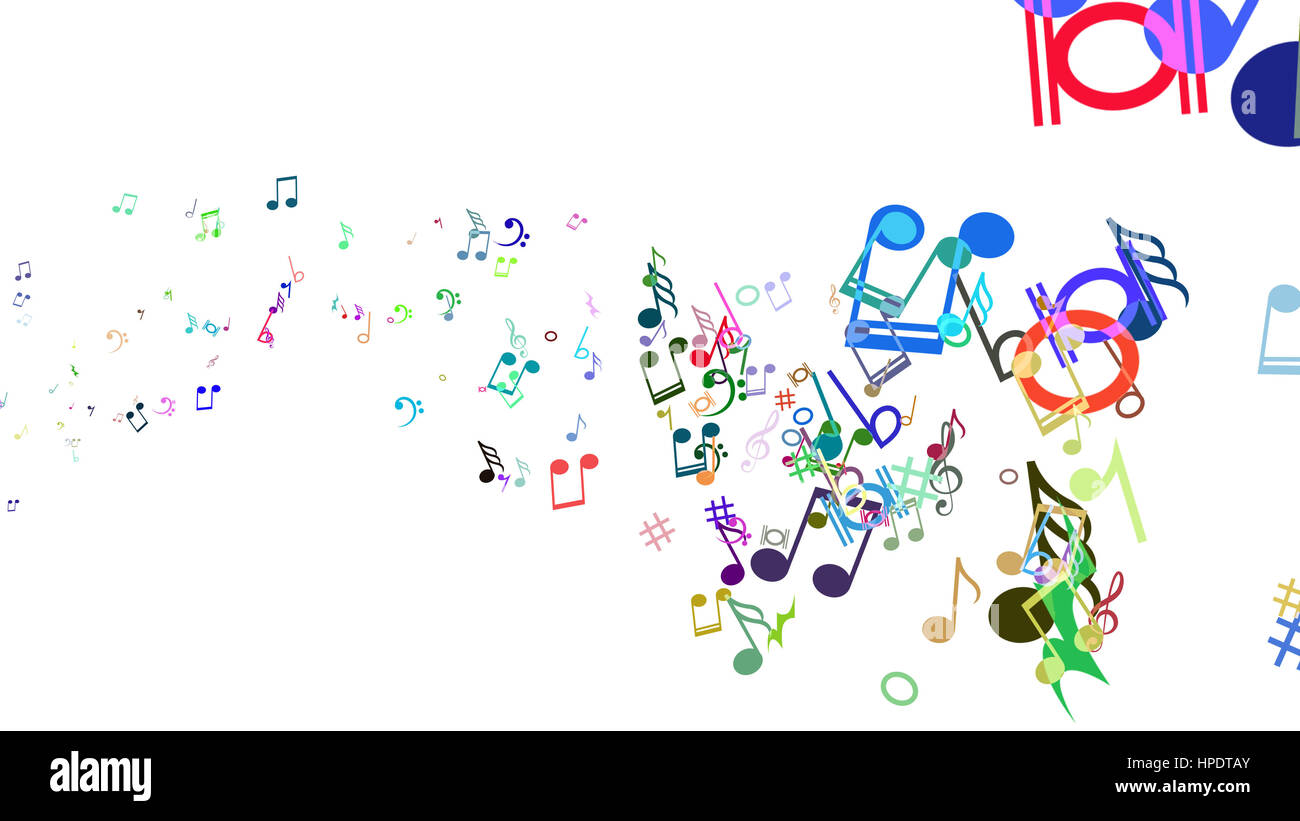 Zusammenfassung Hintergrund mit bunten Noten. Stockfoto