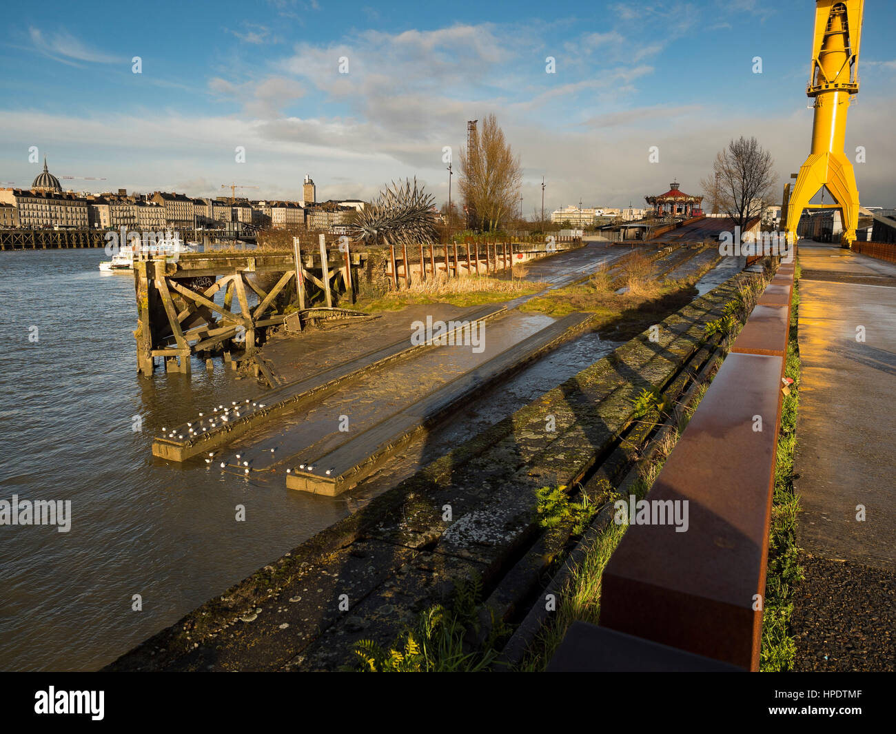 Alte Slipanlage, Cité des Chantiers, Ile de Nantes, Nantes, Frankreich. Stockfoto