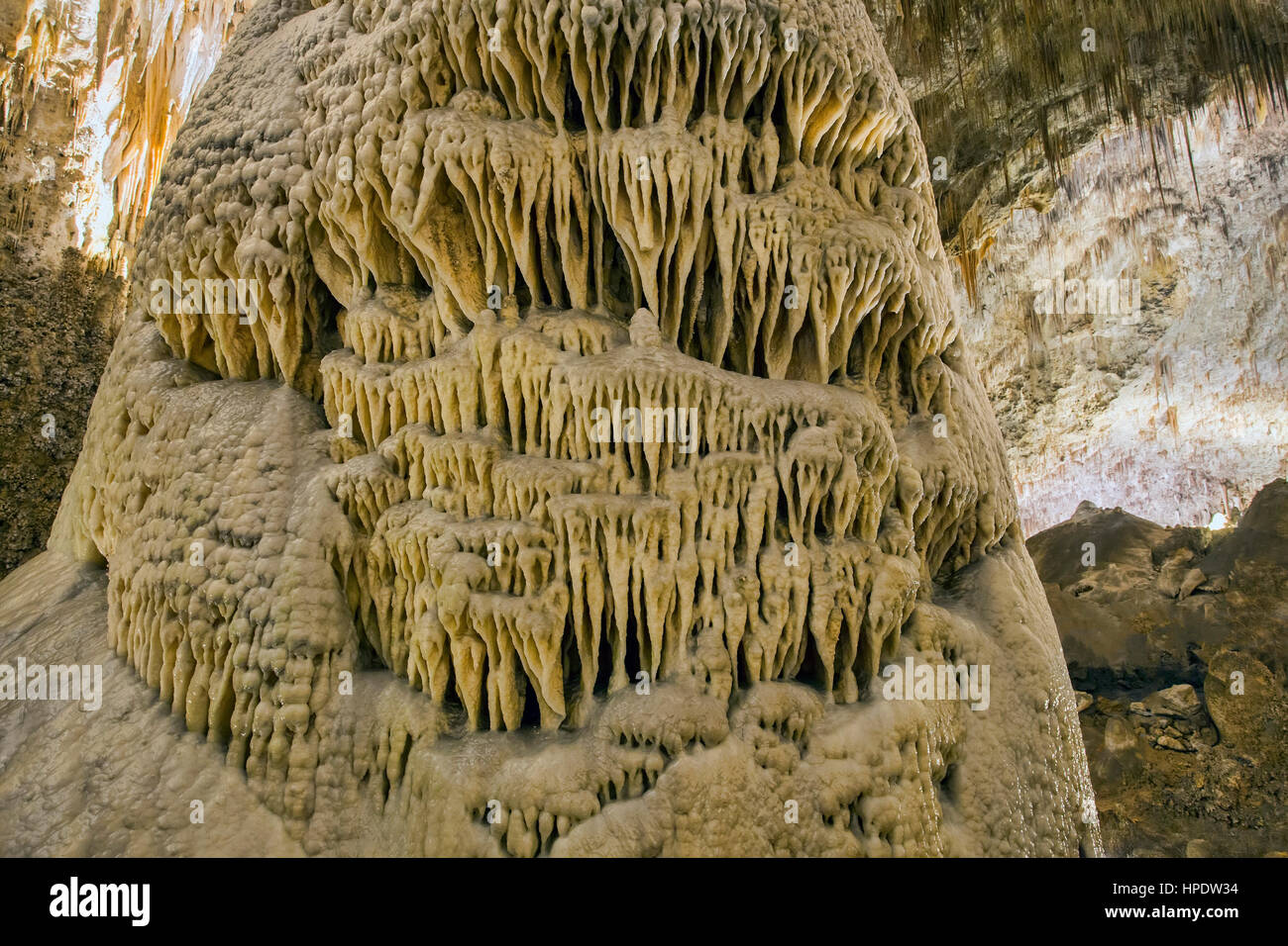 Einer natürlichen unterirdischen Felsformation im Carlsbad Caverns National Park in New Mexico. Stockfoto