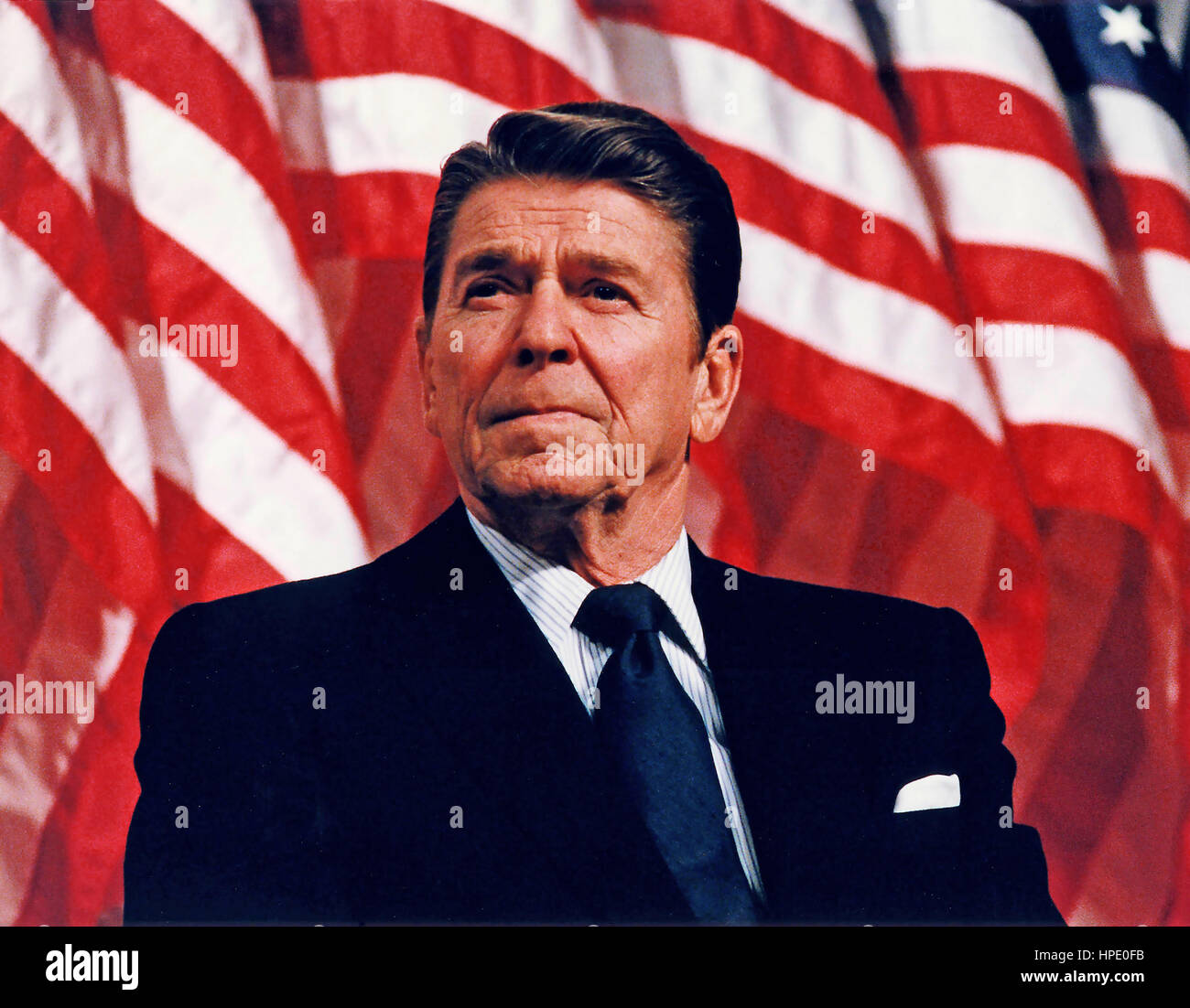 Präsident RONALD REAGAN (1911-2004) in Minneapolis im Jahr 1982. Foto: Michael Evans/White House offizielle Stockfoto