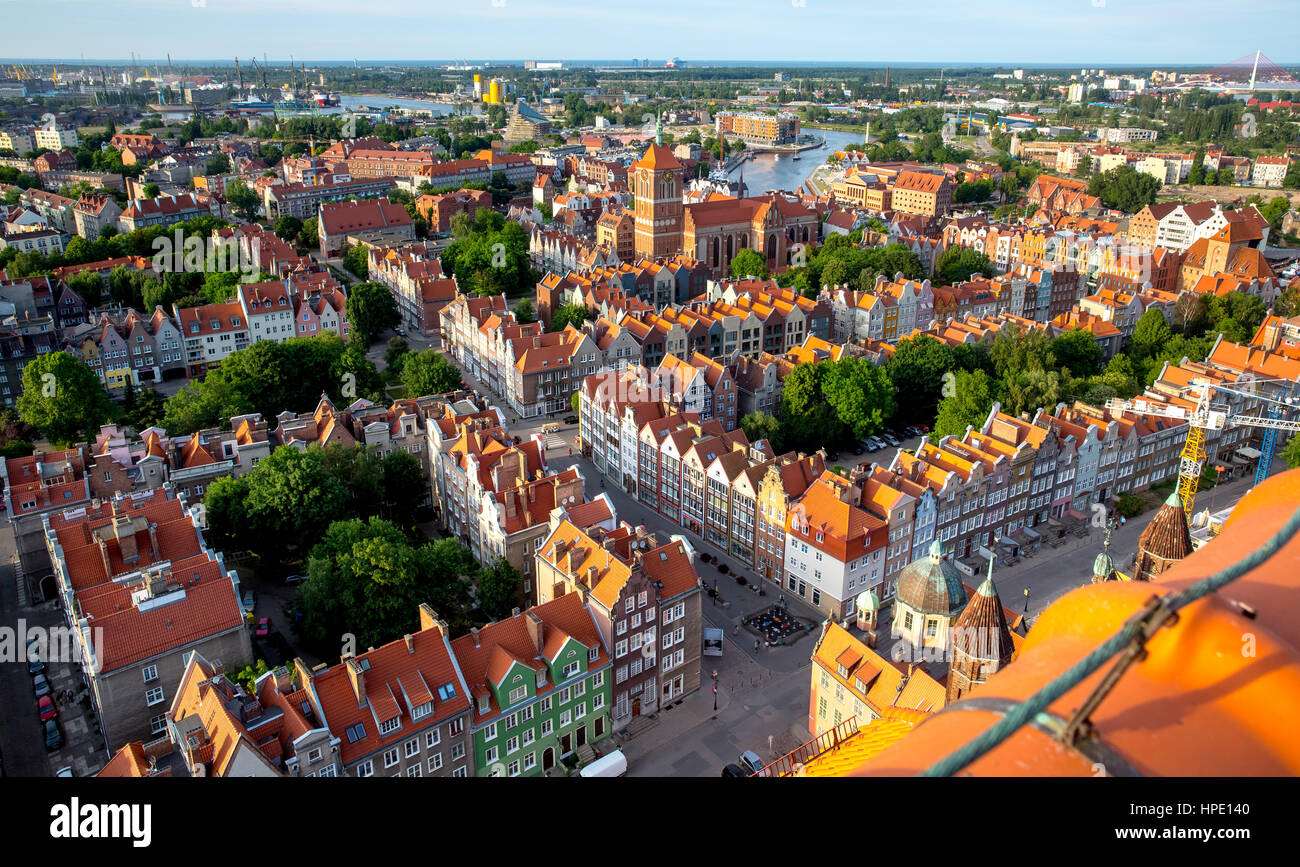 Danzig, Blick von der Kirche der Jungfrau Maria, Giebel der Kaufleute, juristische Stadt Altstadt von Danzig, Gdansk, Pomorskie, Westpommern, Stockfoto