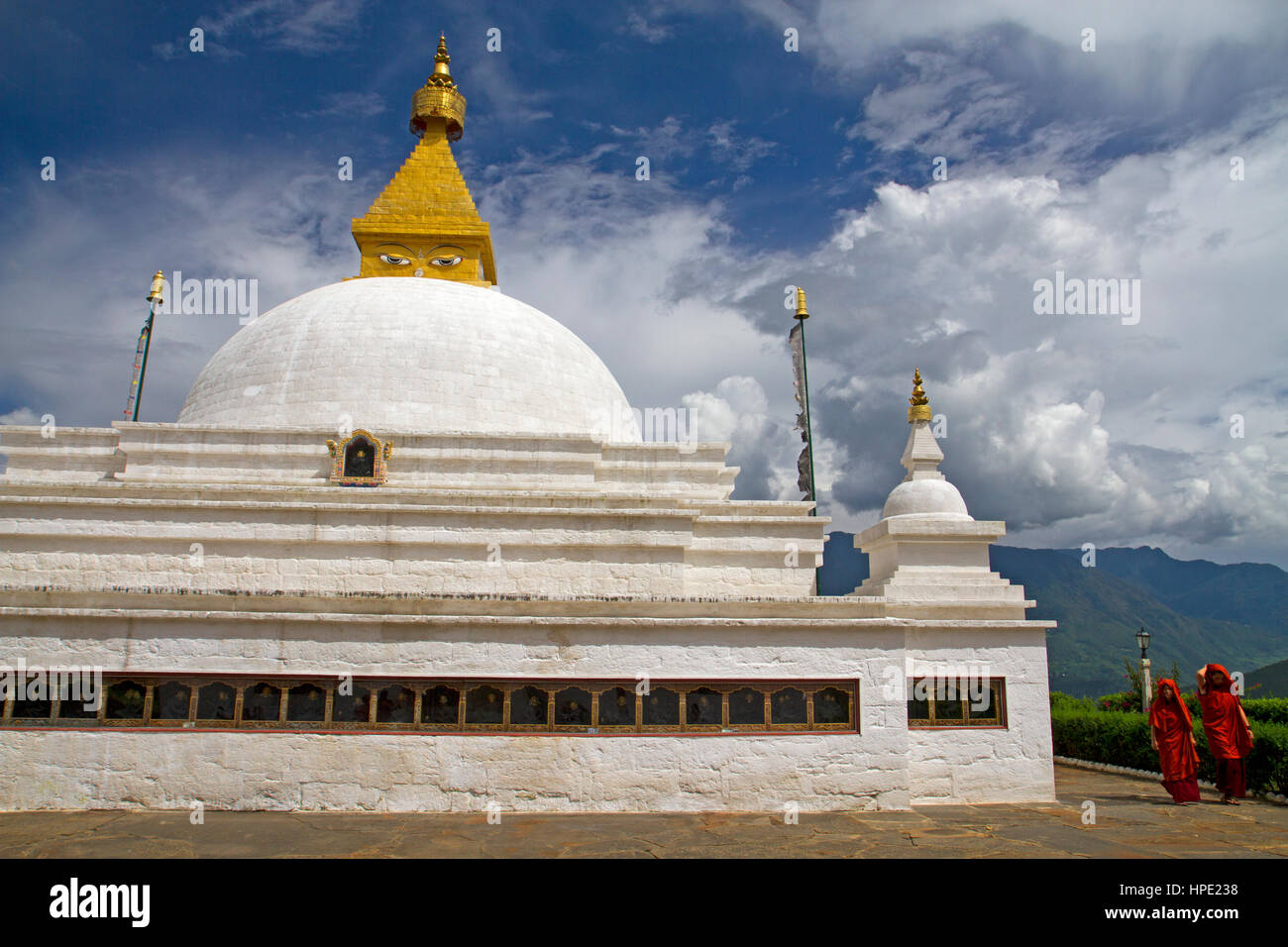 Sangchen Dorji Lhundrop Koeling Buddhistisches College für Nonnen im Mo Chhu Tal, Bhutan Stockfoto