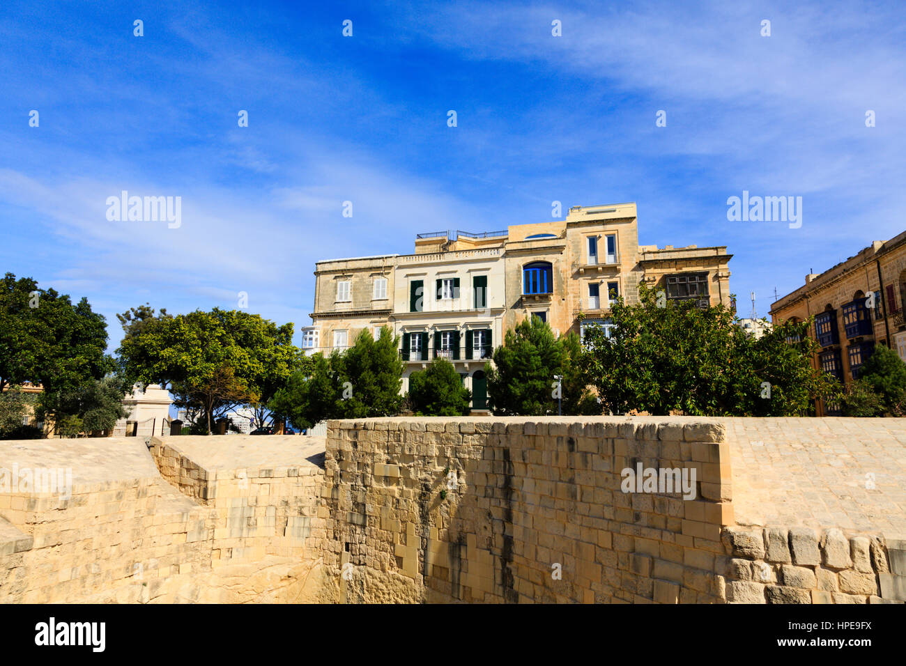 Kolonialbauten an Hastings Gärten Bereich, Floriana, Valletta, Malta Stockfoto