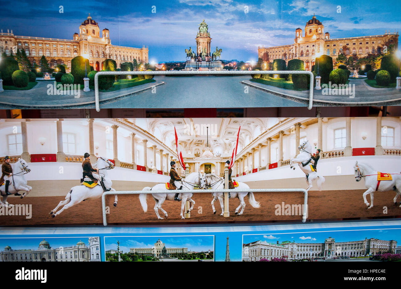 Touristische Postkarten, Wien, Österreich Stockfoto