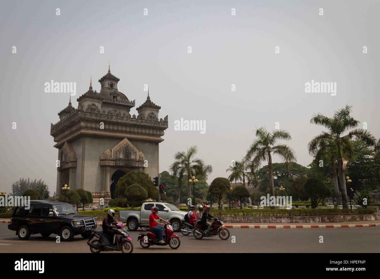 Vientiane, Laos - 23. März 2014 in Vientiane, der Hauptstadt von Laos, befindet sich auf dem Mekong River, in der zentral-westlichen. Stockfoto
