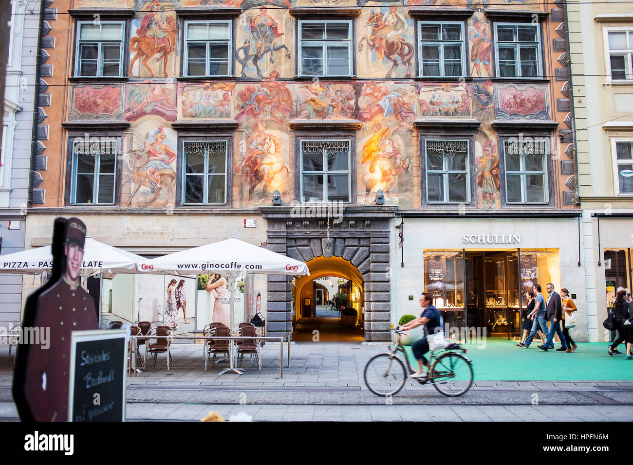 Gemalte Haus, gemalte Haus in der Herrengasse Straße, Graz, Österreich Stockfoto