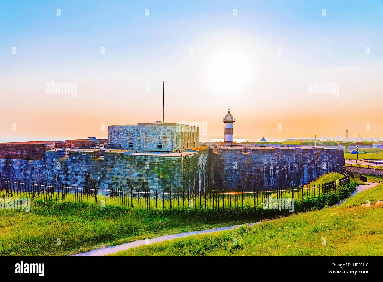 Southsea Castle bei Sonnenuntergang in portsmouth Stockfoto