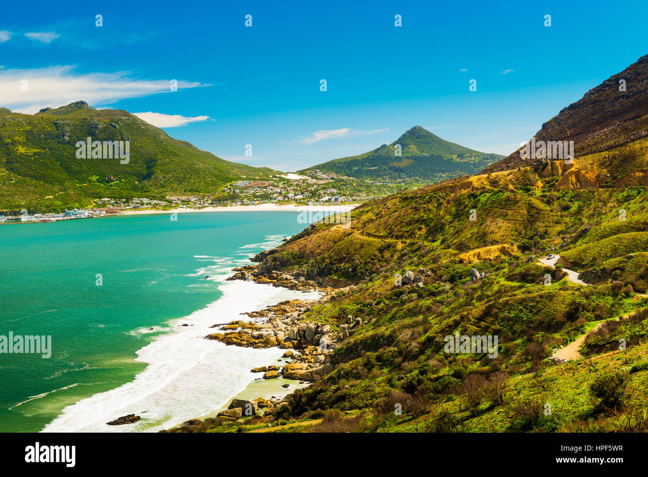 Malerische Landschaft des Chapman es Drive in Hout Bay, Südafrika Stockfoto