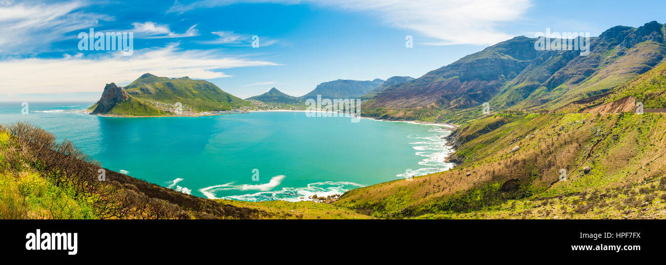 Panorama von Hout Bay in der Nähe von Cape Town, Südafrika Stockfoto