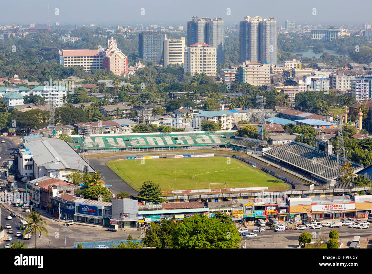 Luftaufnahme der Bogyoke Aung San-Stadion nach Yangon, Myanmar Stockfoto