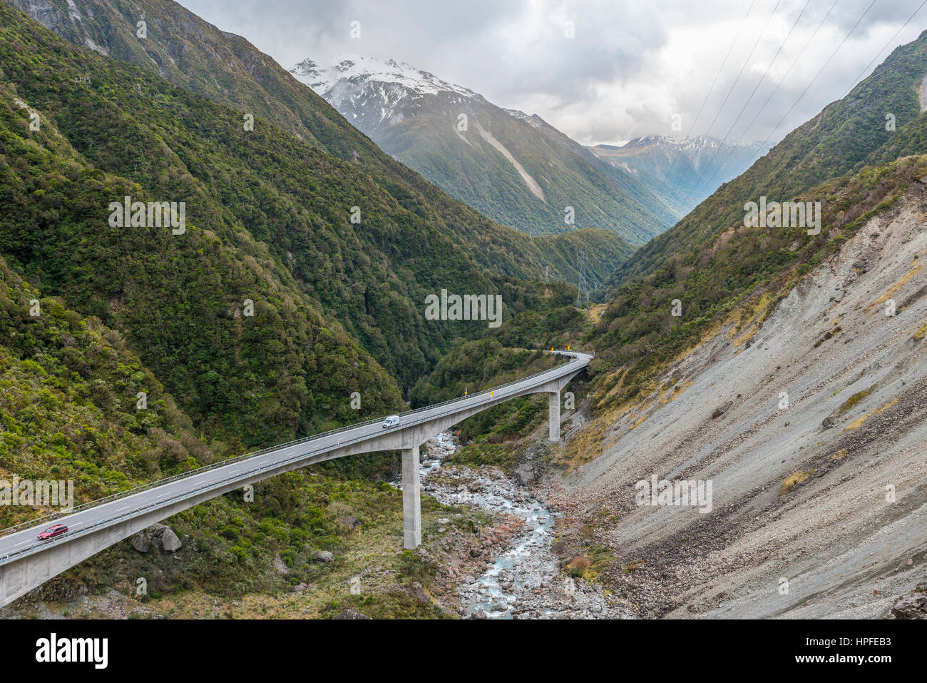 Alpenpass, Arthur &#39; s Pass, Südalpen, Canterbury Region Southland, Neuseeland Stockfoto