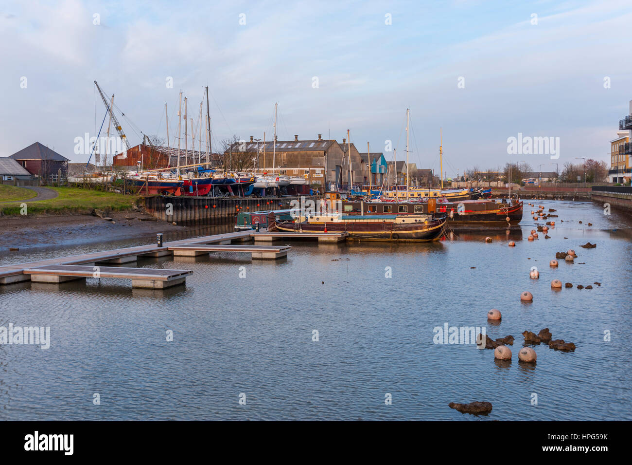 Ausbaggern des Kanal-Becken in Gravesend, Kent Stockfoto