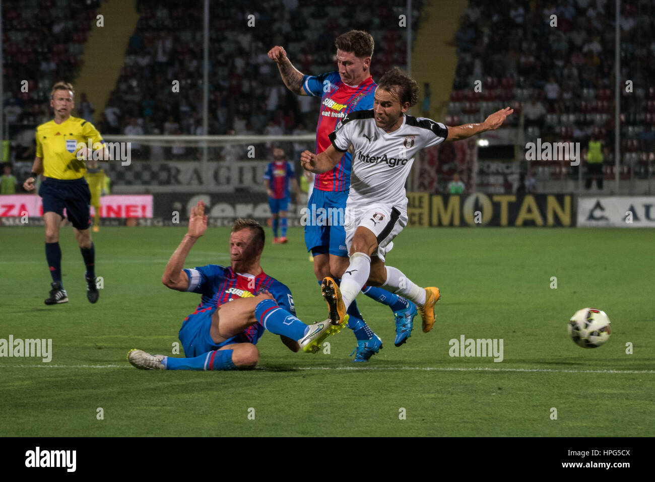 23. Juli 2015: Filipe Teixeira #80 von AFC Astra Giurgiu in Aktion während der UEFA Europa League 2. Qualifikationsrunde 2015-2016-Spiel zwischen FC Astra Giurgiu ROU und Inverness Caledonian Thistle FC Marin Anastasovici Stadion (Giurgiu), Giurgiu, Rumänien ROU.  Foto: Cronos/Catalin Soare Stockfoto