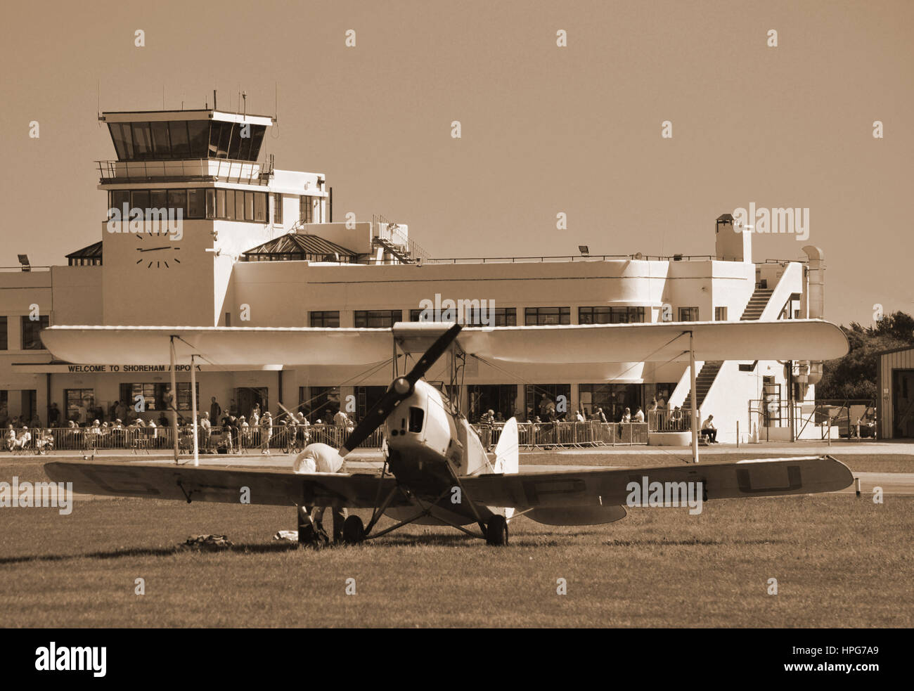 Tiger Moth Shoreham Flughafen (2 von 2) Stockfoto